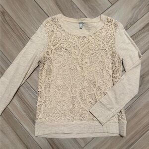 J. Crew Cream Lace Detail Sweatshirt